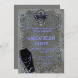 Invitation Halloween crâne et café