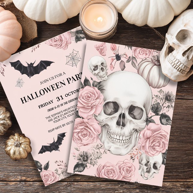 Invitation Halloween crâne floral (Créateur téléchargé)