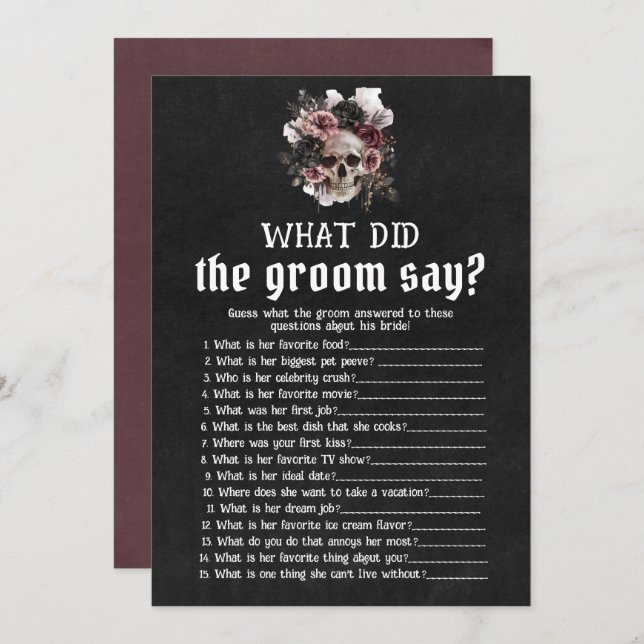 Invitation Halloween Crâne floral Qu'Est-Ce Que La Salle A Di (Devant / Derrière)