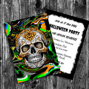 Invitation Halloween crâne sucre