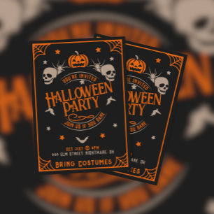 Invitation Halloween crâne vintage
