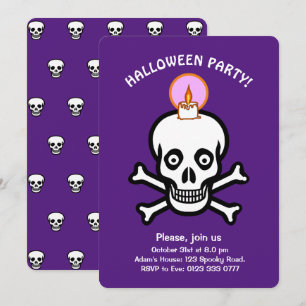 Invitation Halloween crânes effrayants sur fond vi