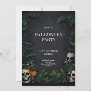 Invitation Halloween crânes fête avec arrière - plan sombre