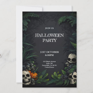 Invitation Halloween crânes fête avec arrière - plan sombre