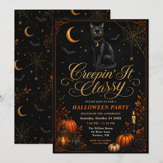 Invitation Halloween 'Creepin’ It Classy' (Devant / Derrière)