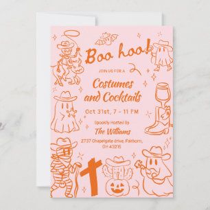 Invitation Halloween croustillant rose orange