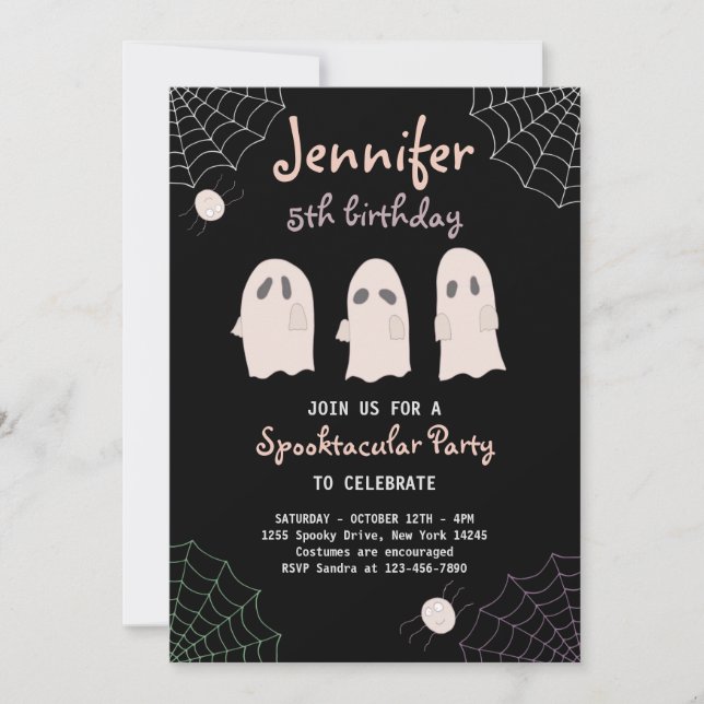 Invitation Halloween Cute Ghost Anniversaire Spooktacular Inv (Devant)