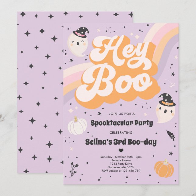 Invitation Halloween Cute Retro Éffrayant Fête d'Anniversaire (Devant / Derrière)