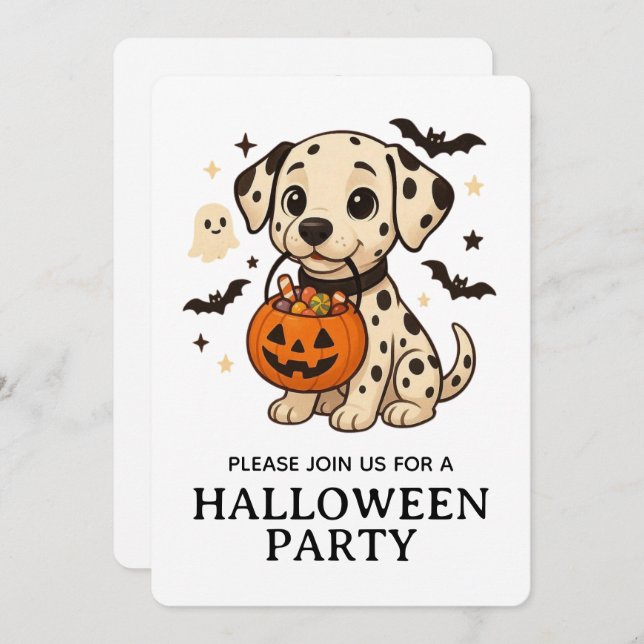 Invitation Halloween Dalmatie Chien Trick ou Treat Party (Devant / Derrière)