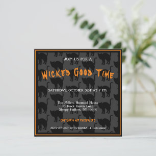 Invitation Halloween de chat noir