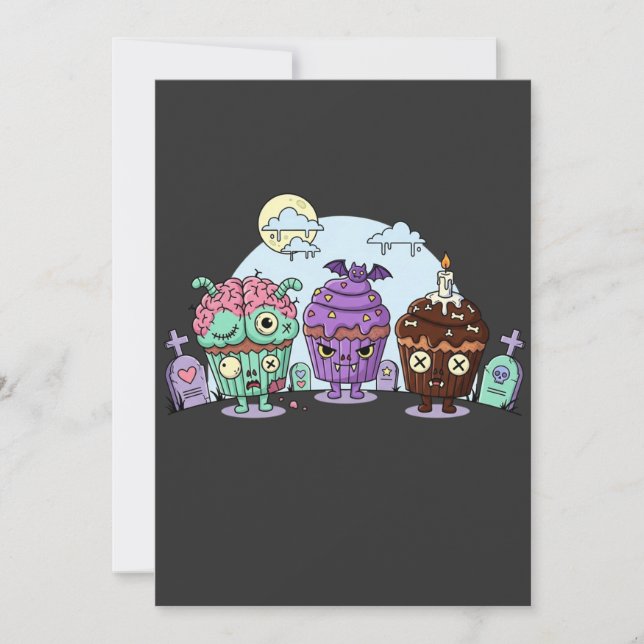 Invitation Halloween de Cupcake Zombie (Devant)