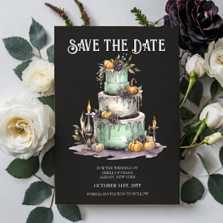 Invitation Halloween de la menthe de gâteau mariage Enregistr