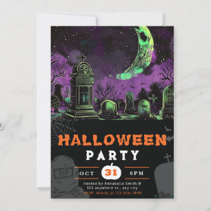 Invitation Halloween de la nuit éffrayante Sky Crescent Moon