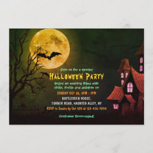 Invitation Halloween Déplaisant Hantée À La Maison Et Au Grav