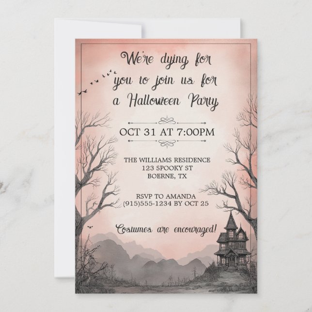 Invitation Halloween déplaisant Haunted House Adulte (Devant)