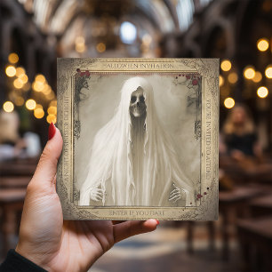 Invitation Halloween Déplaisant simple hanté fantôme adulte