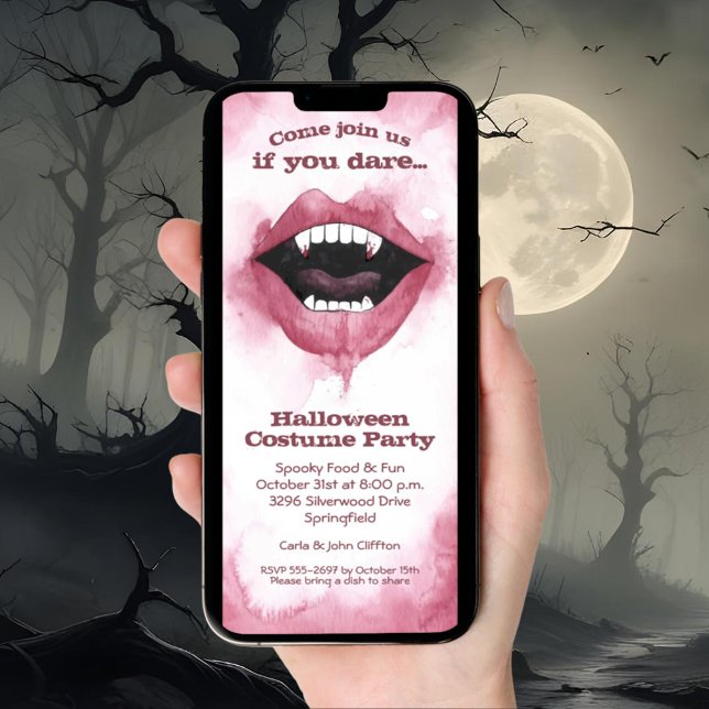 Invitation Halloween du sourire vampire (Vampire Smile Halloween Invitation - INSTANT DOWNLOAD and/or printed)