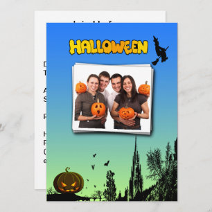 Invitation Halloween Dusk Witch Citrouille Personnalisé Photo