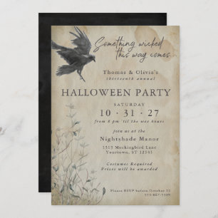 Invitation Halloween   Eerie Gothique Aquarelle Corbeau