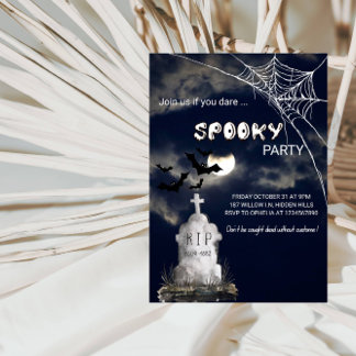 Invitation Halloween éffrayant avec chauves-souris et soirée
