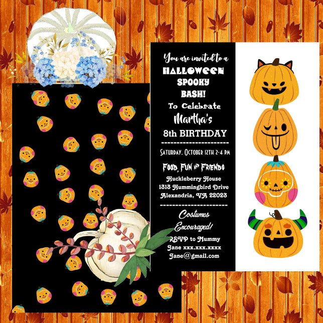 Invitation Halloween Éffrayant Bash Jack O Lanterns Anniversa (Halloween Spooky Bash Jack O Lanterns Birthday Fun Invitation)