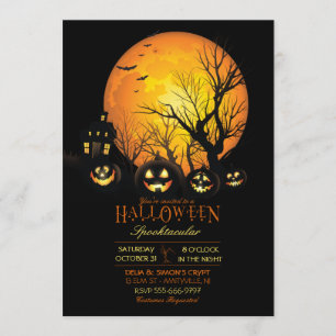 Invitation Halloween Éffrayant Dark Pleine lune Jack-o'-lante