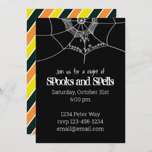Invitation Halloween Éffrayant effraie araignée Web Whimsical