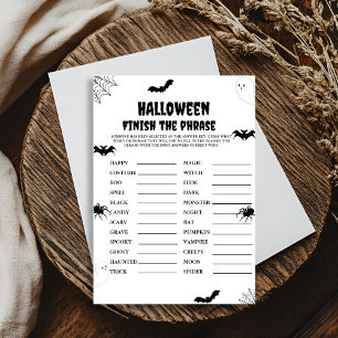 Invitation Halloween effrayant finir la phrase partie de jeu 