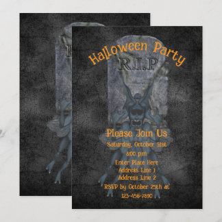 Invitation Halloween effrayant Goblin Gravestone