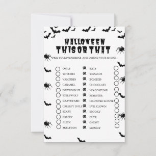 Invitation HAlloween Éffrayant Party This or Taht game Card