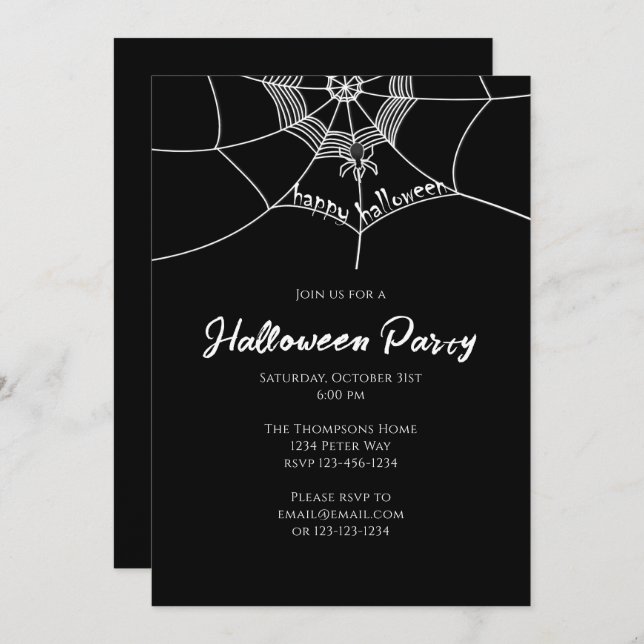 Invitation Halloween Éffrayant Scandale Spider Web mignonne P (Devant / Derrière)