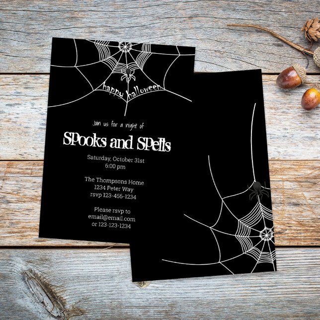 Invitation Halloween Éffrayant Scandale Spider Web mignonne P (Halloween Spooks and Spells custom invitation.)