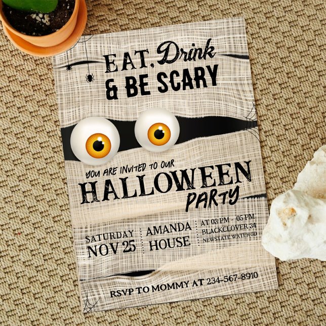 Invitation Halloween Éffrayant Scary Party modifiable (Halloween Spooky)