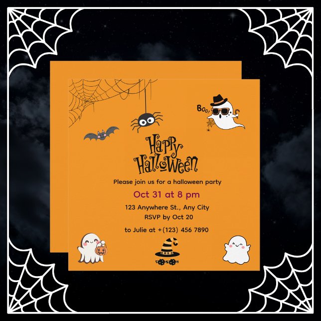Invitation Halloween Éffrayante et mignonne (Créateur téléchargé)