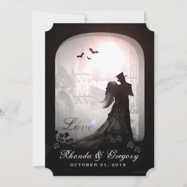 Invitation Halloween Elégant Amour Silhouette Mariage Invitat (Devant)