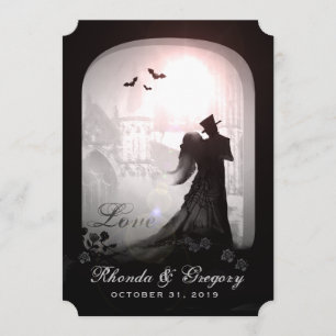 Invitation Halloween Elegant Love Silhouette Avec