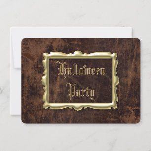Invitation Halloween en cuir vintage