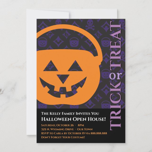 Invitation Halloween en famille, Citrouille Gras (Devant)