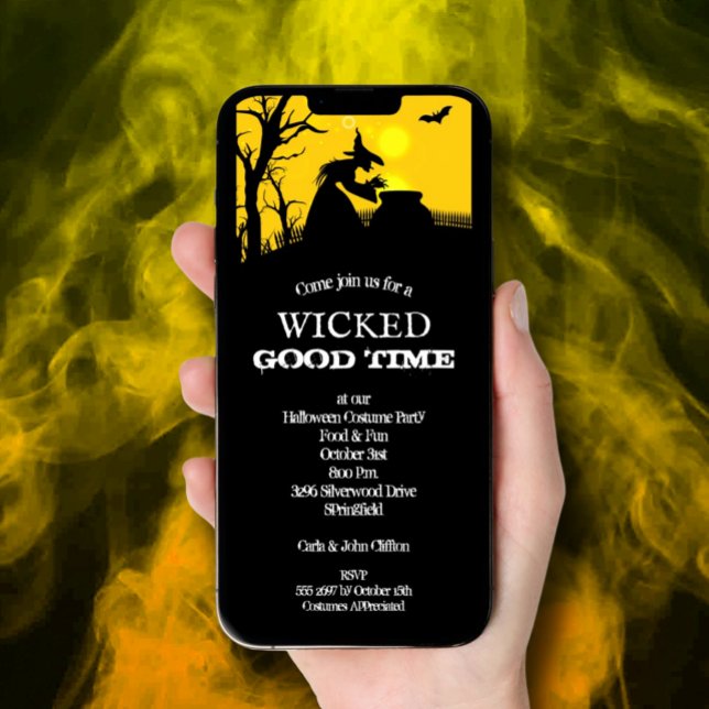 Invitation Halloween en sorcière (Wicked Witch Halloween Invitations - INSTANT DOWNLOAD and/or printed)