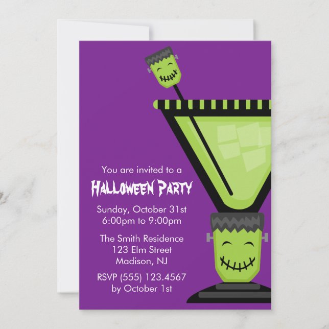 Invitation Halloween en verre Frankenstein Martini (Devant)