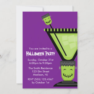 Invitation Halloween en verre Frankenstein Martini