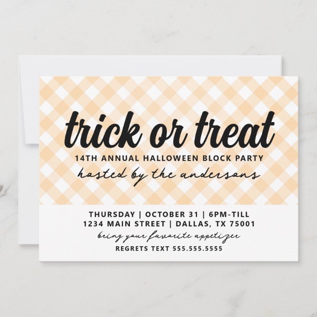 Invitation Halloween En vichy (Devant)