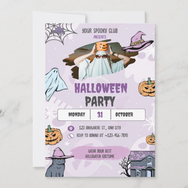 Invitation Halloween épouvantable, Fête d'Hallowee (Devant)
