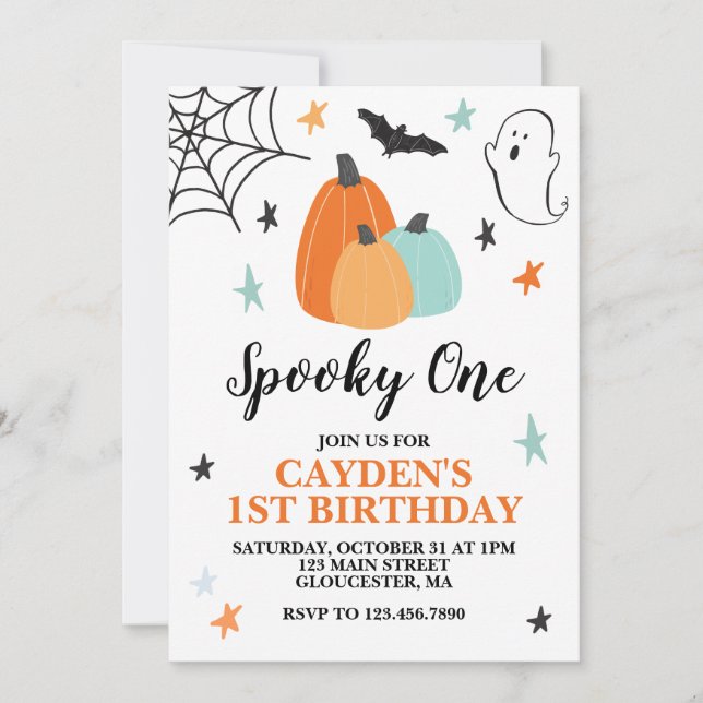 Invitation Halloween Épouvantable Un 1er Anniversaire Citroui (Devant)
