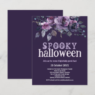 Invitation Halloween fantaisie fleurs violettes pe