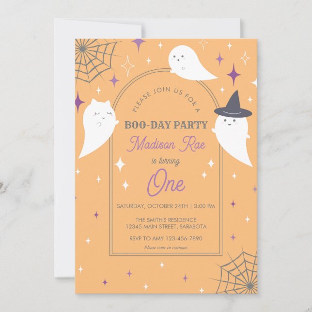 Invitation Halloween Fantôme Arch Frame Anniversaire (Devant)