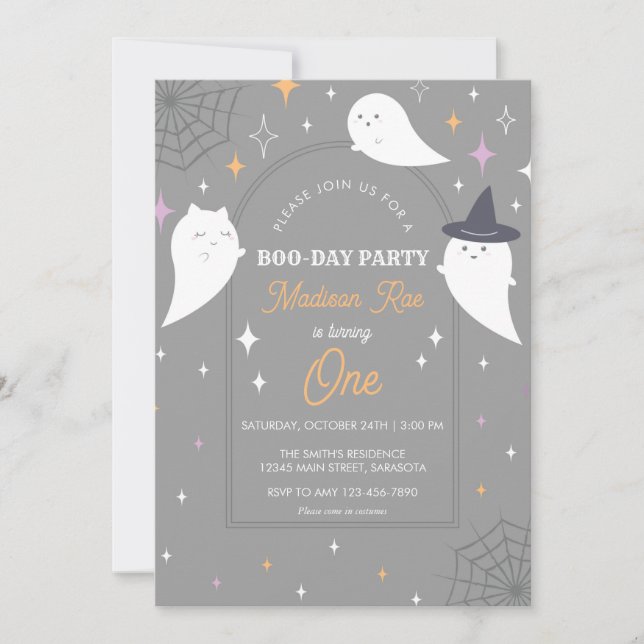 Invitation Halloween Fantôme Arch Frame Anniversaire (Devant)