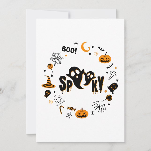 Invitation Halloween Fantôme Effrayant (Devant)