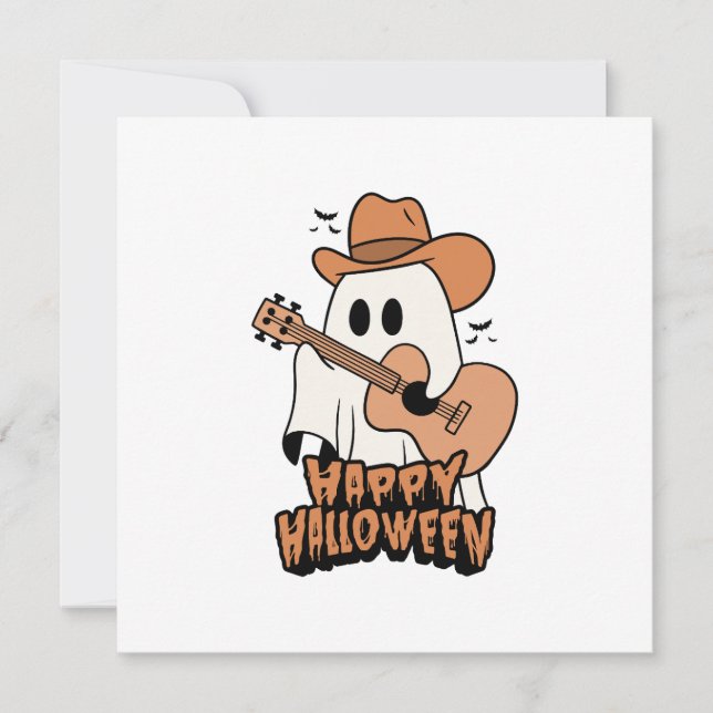 Invitation Halloween fantôme jouant de la guitare (Devant)