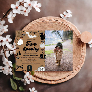 Invitation Halloween fantôme super Deux Éffrayant 2e annivers